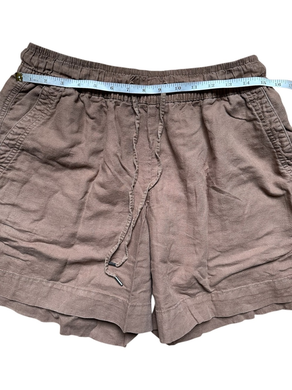 GAP Women's Linen High Waist Drawstring Shorts Tan Khaki - Picture 3 of 8